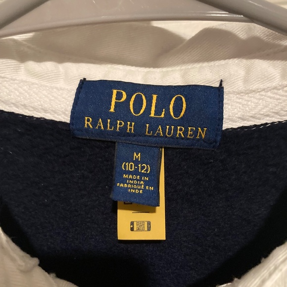 Boys Ralph Lauren collared navy rugby sweatshirt size Medium - Picture 3 of 9